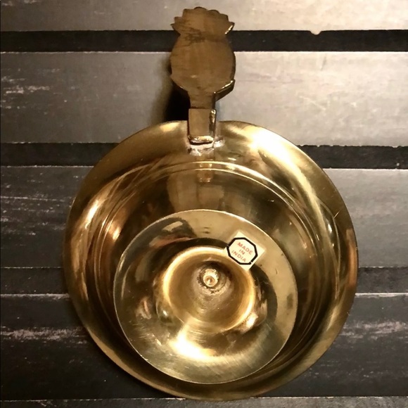 Brass Pineapple Candle Holder Saucer Dish Pan - Picture 3 of 4